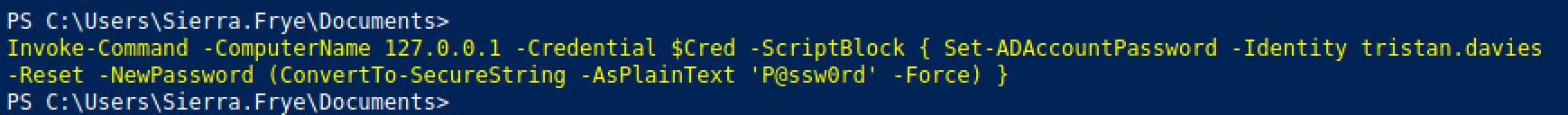 Changing the password of another user using the gmsa account.