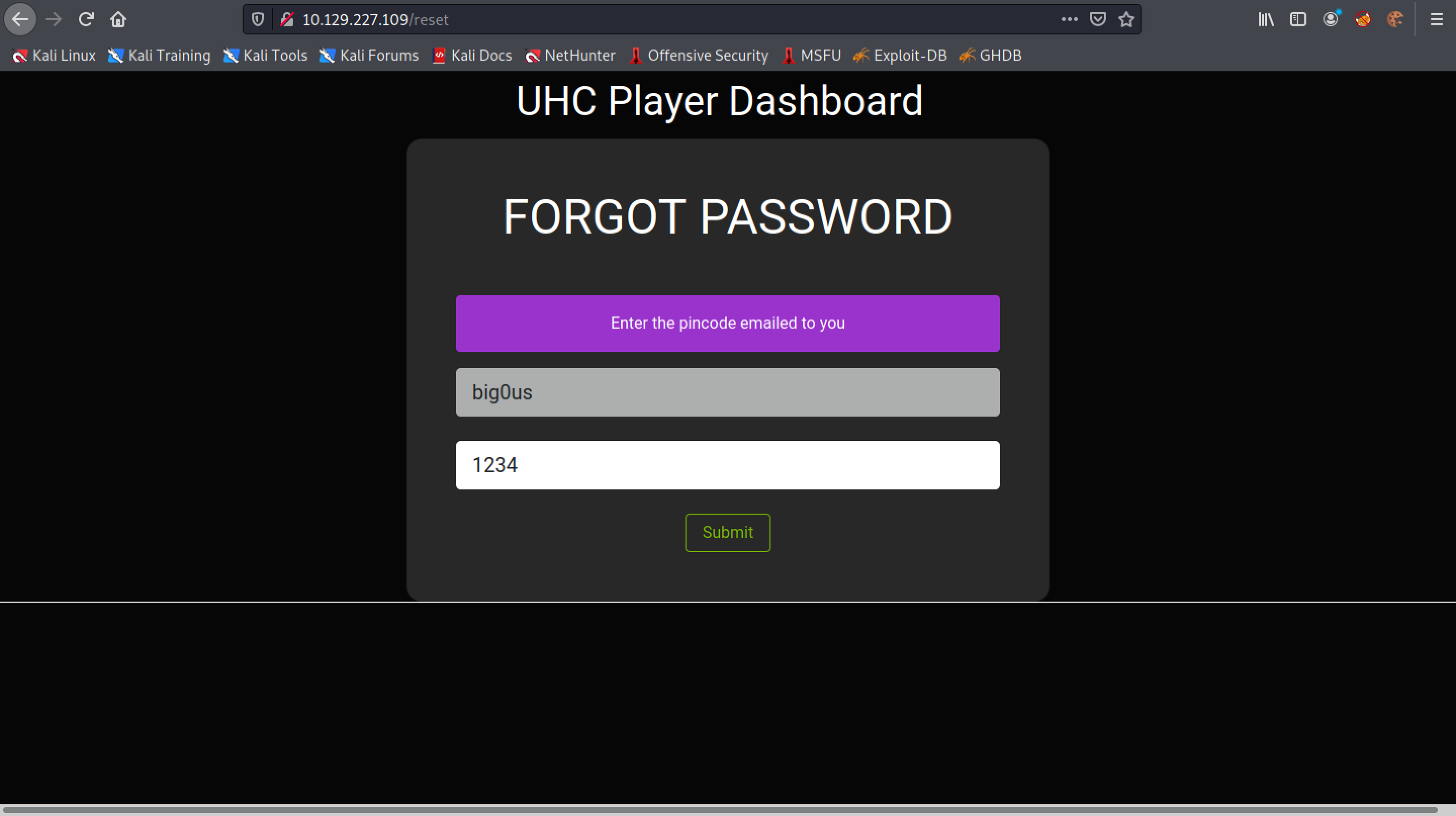 Entering a random PIN code.