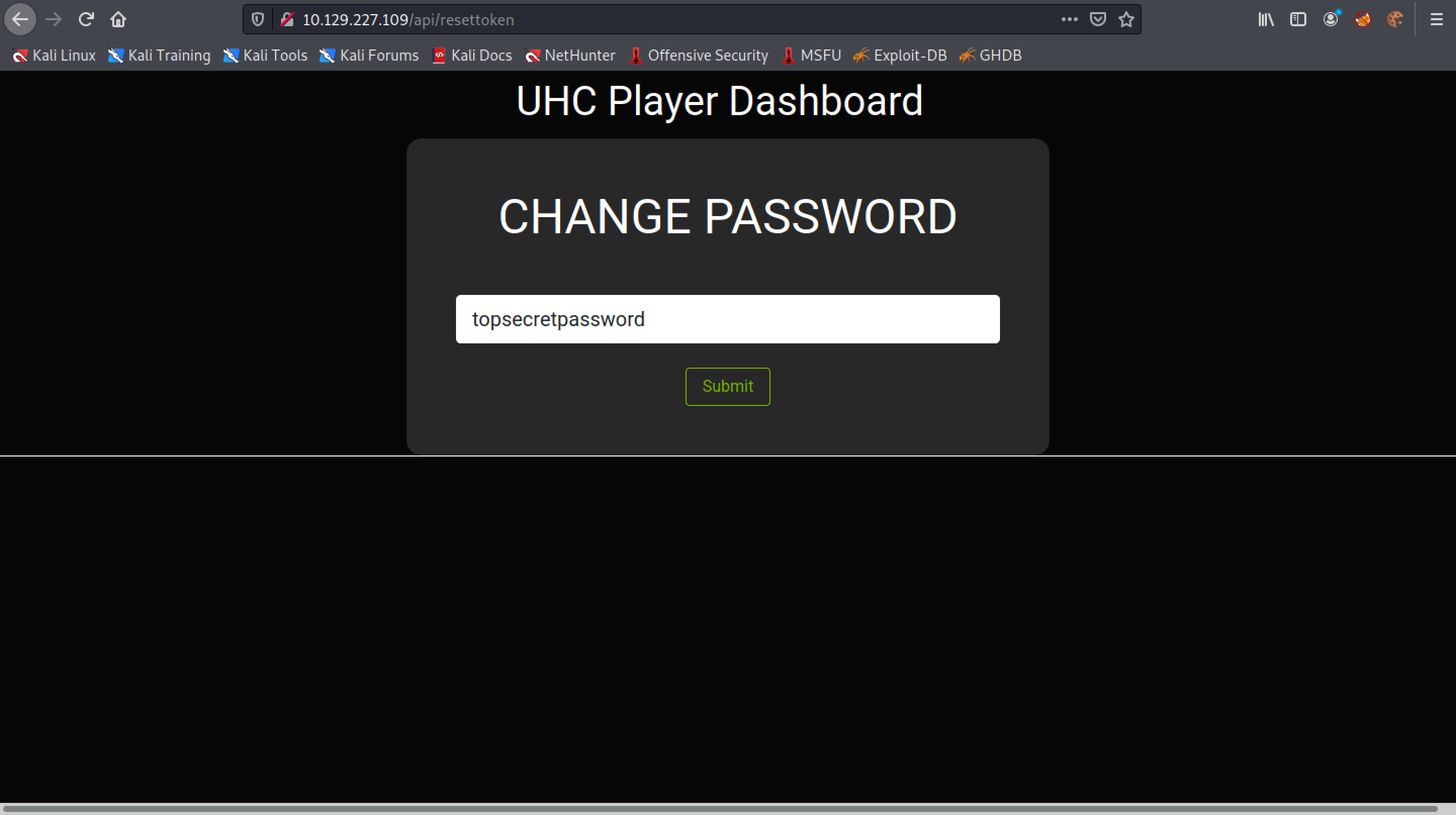 Enter in a new password.