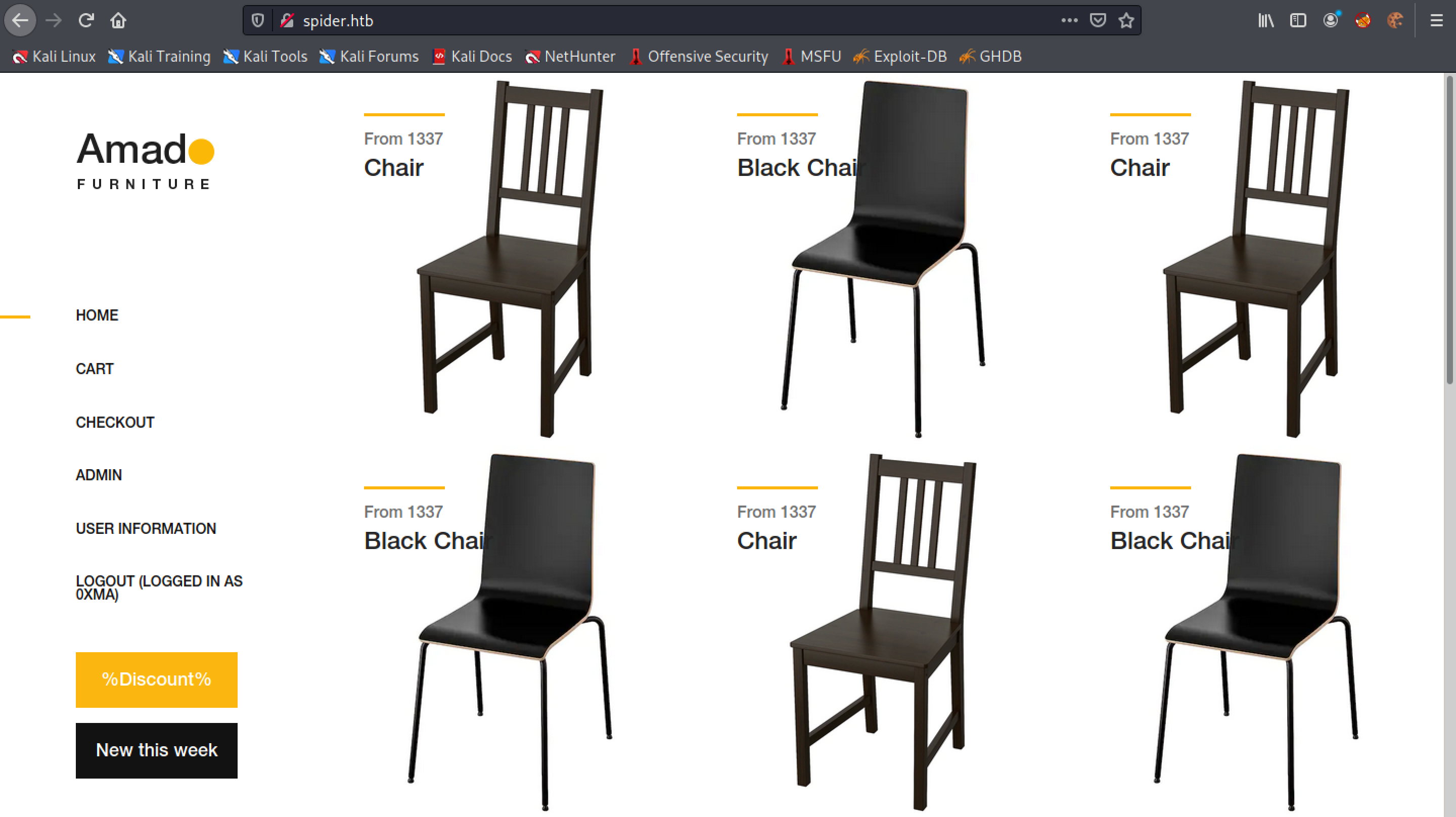 Main page of the website.