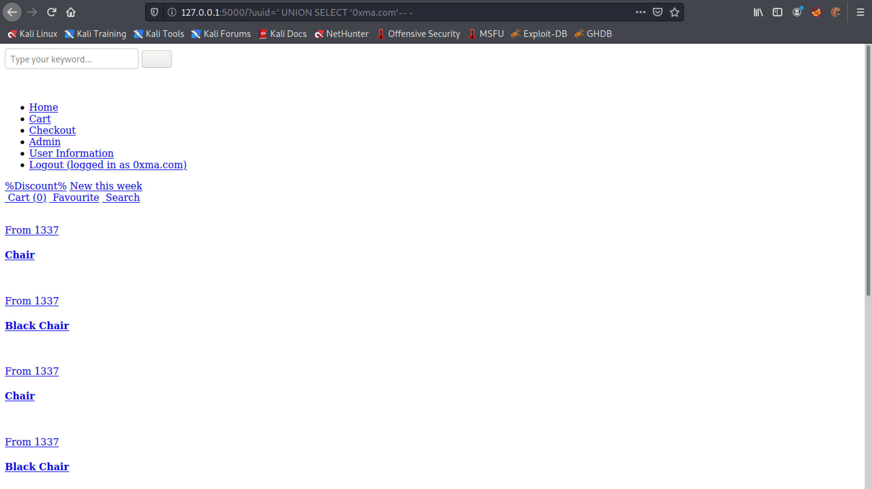 Adding 0xma.com to the UNION statement.
