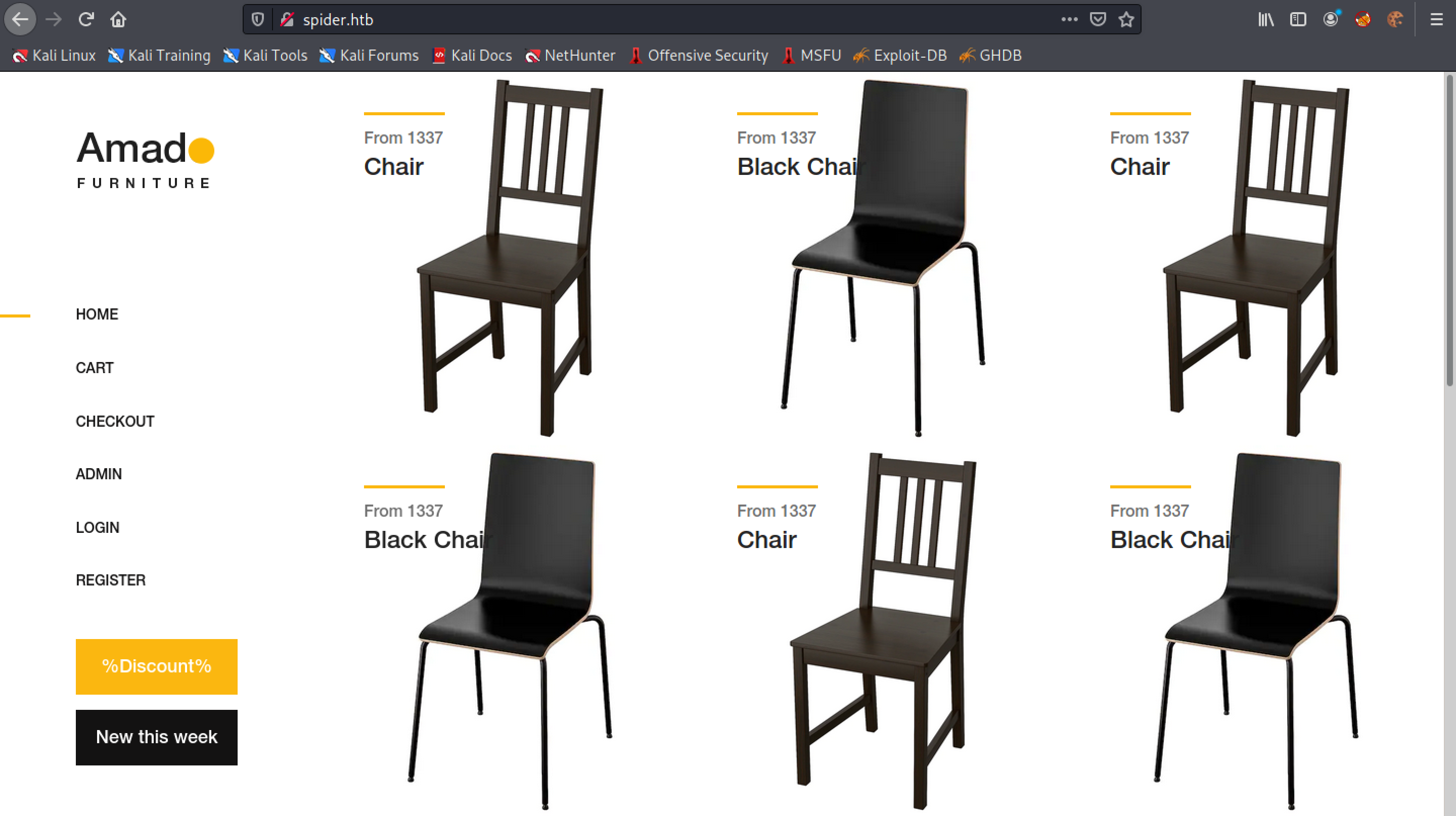 Main page of the website.