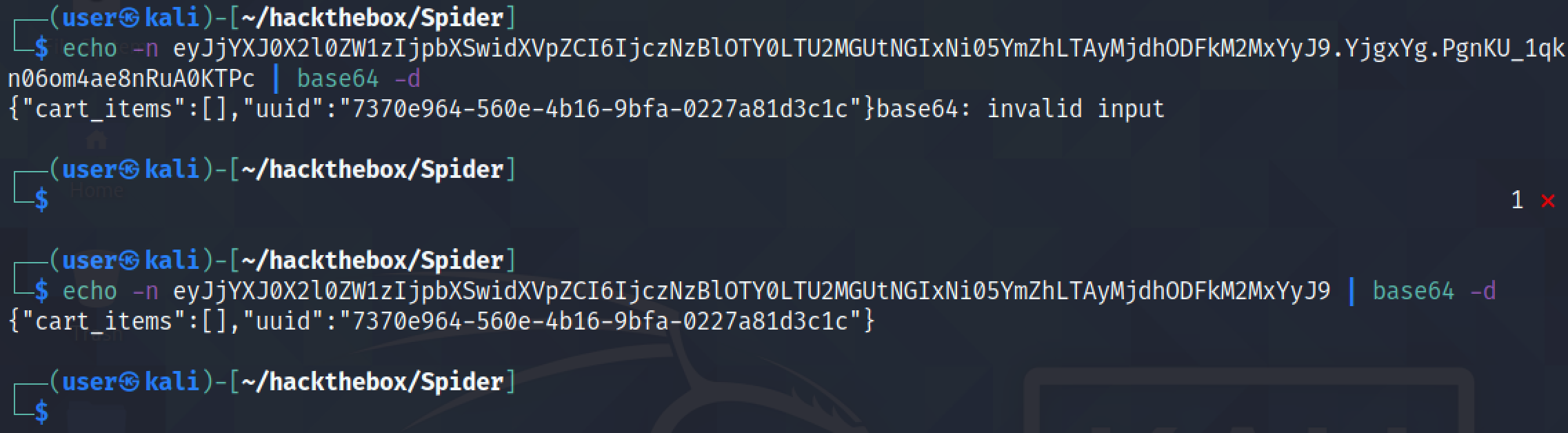 Base64 decoding the cookie.