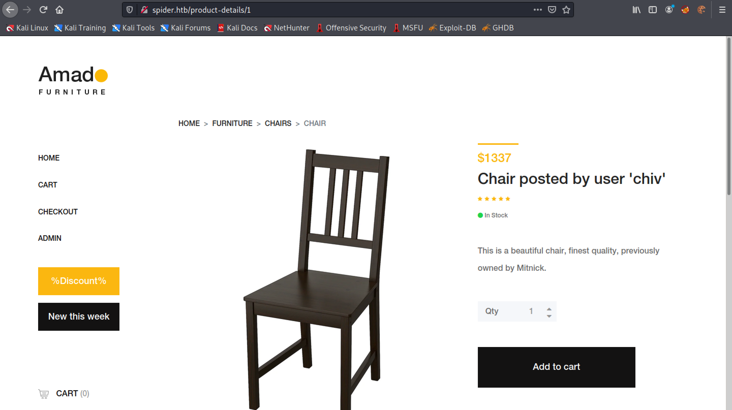 Adding an item to our cart.