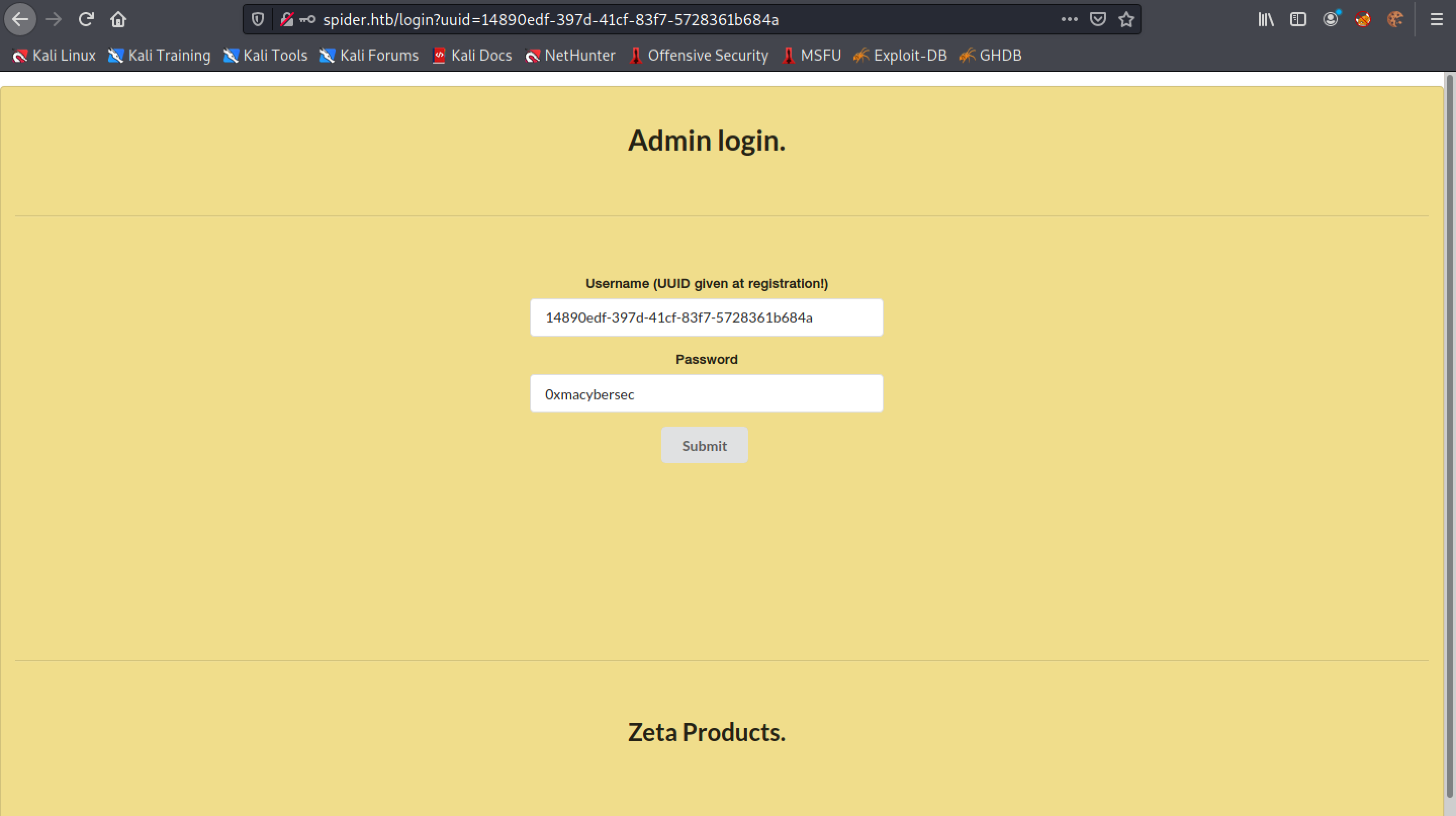 Logging in to the website.