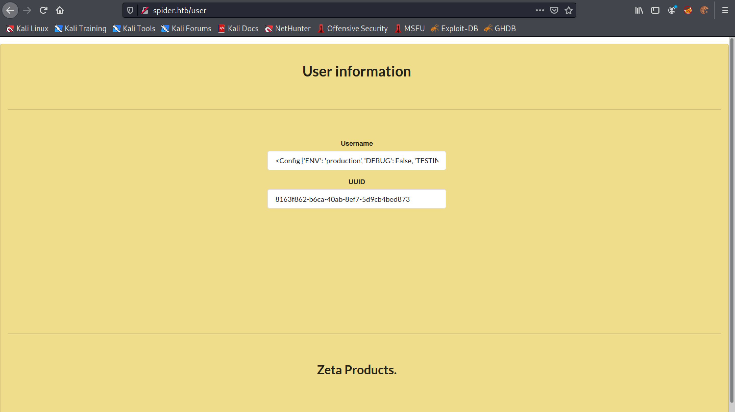 Reading the configuration in the website.