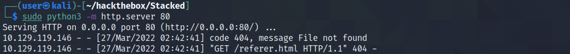 Reverse connection in our Python listener.