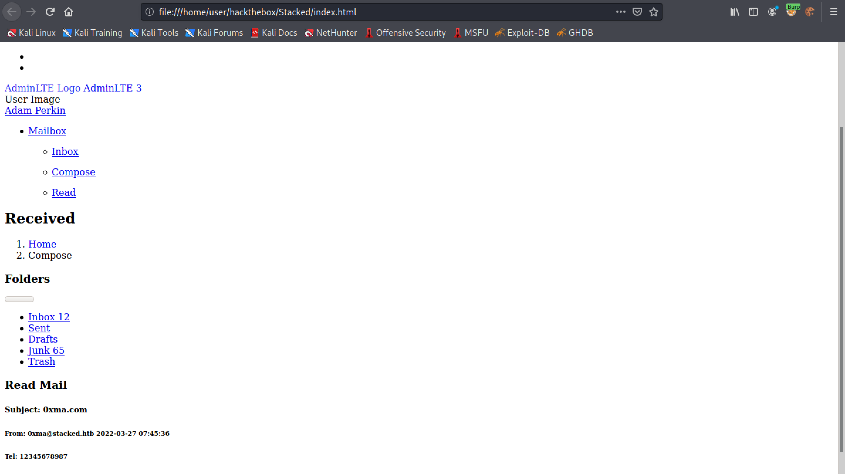 Mail endpoint read in Firefox.