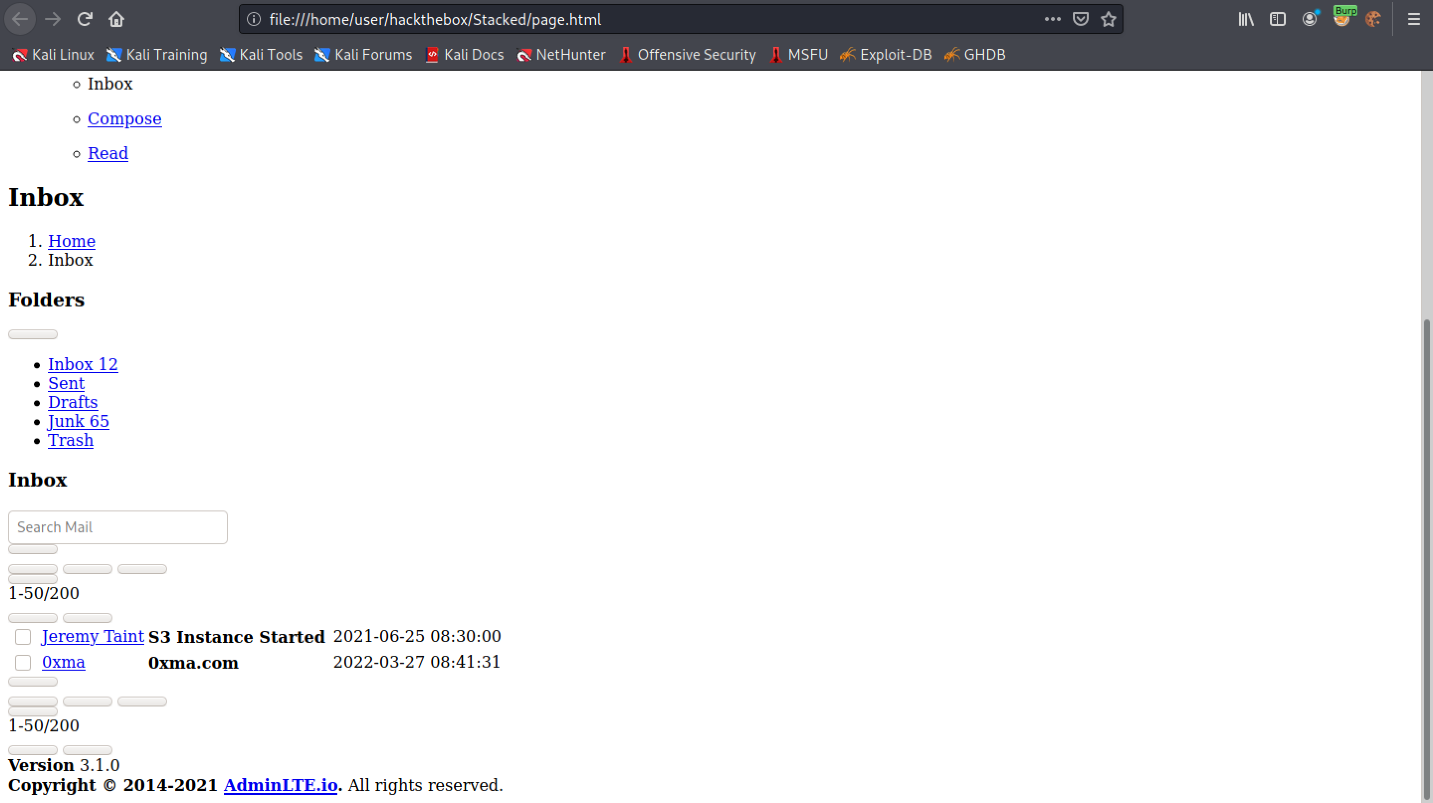 HTML page being shown in Firefox.