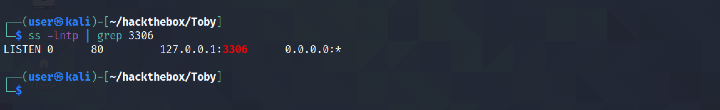 MySQL listening on the localhost interface.