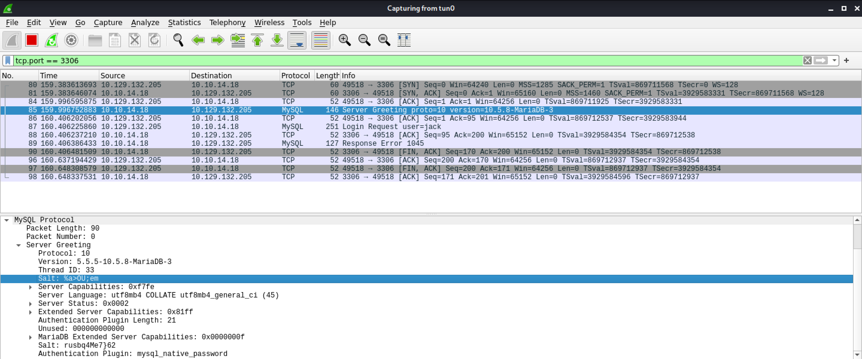 MySQL salts sent.