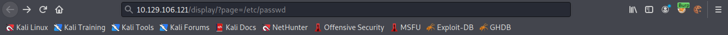 Trying to read the contents of the /etc/passwd file.