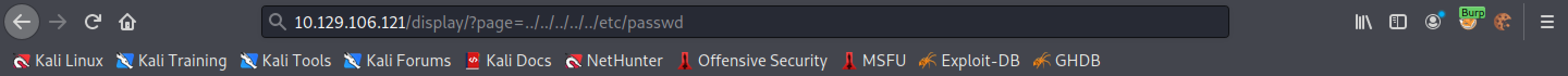 Trying to access /etc/passwd results in a redirection to '/filenotfound' page.