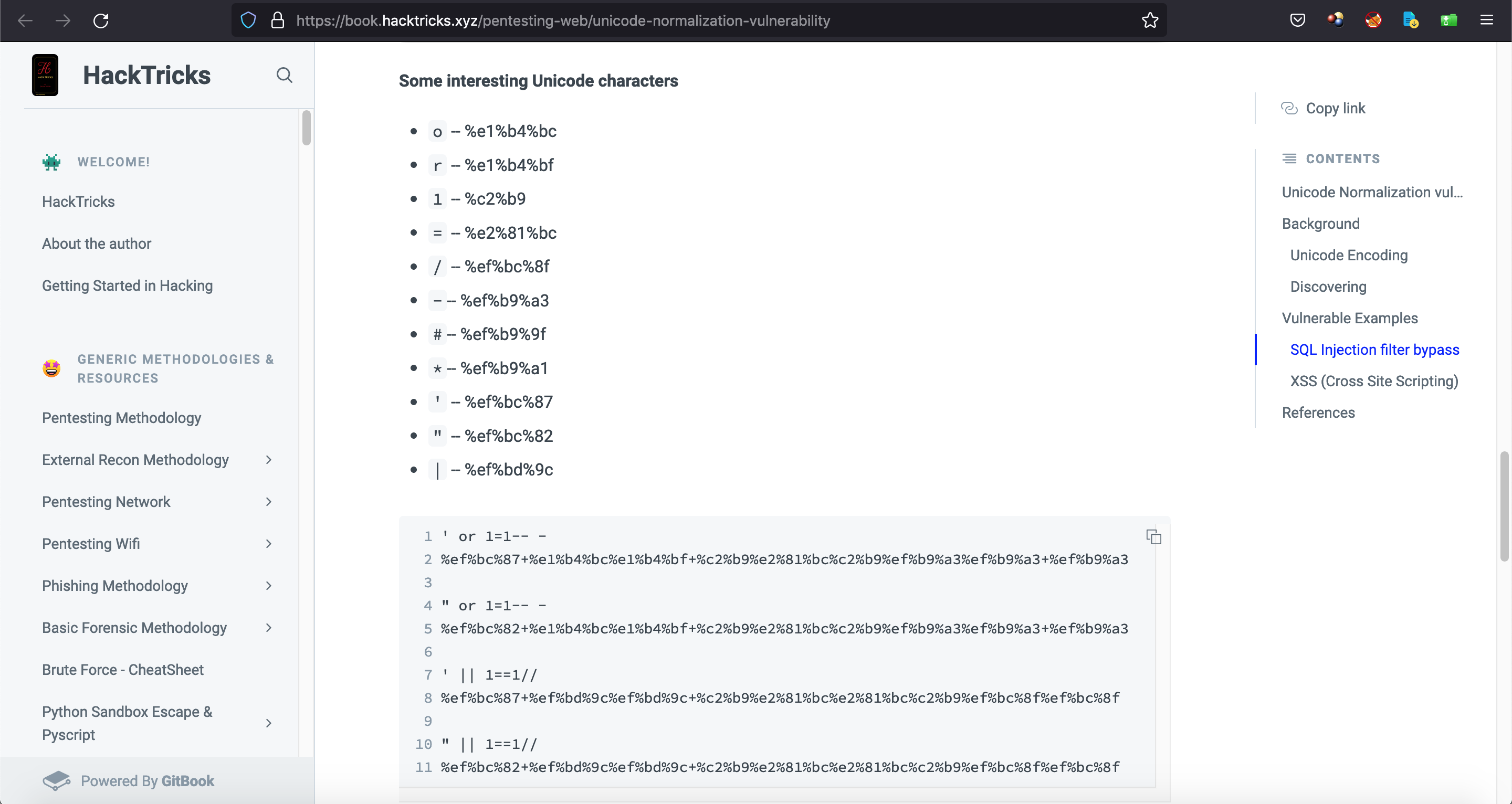 Web page that contains some unicode characters that allows us to bypass web filters.