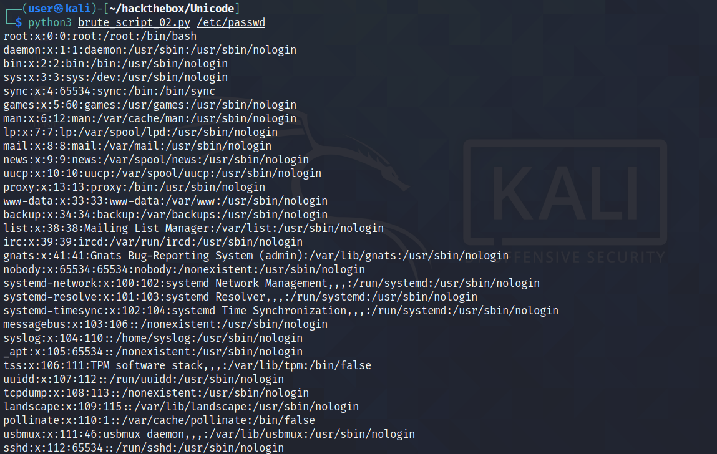 Modifying the Python script to take the filename from the user.