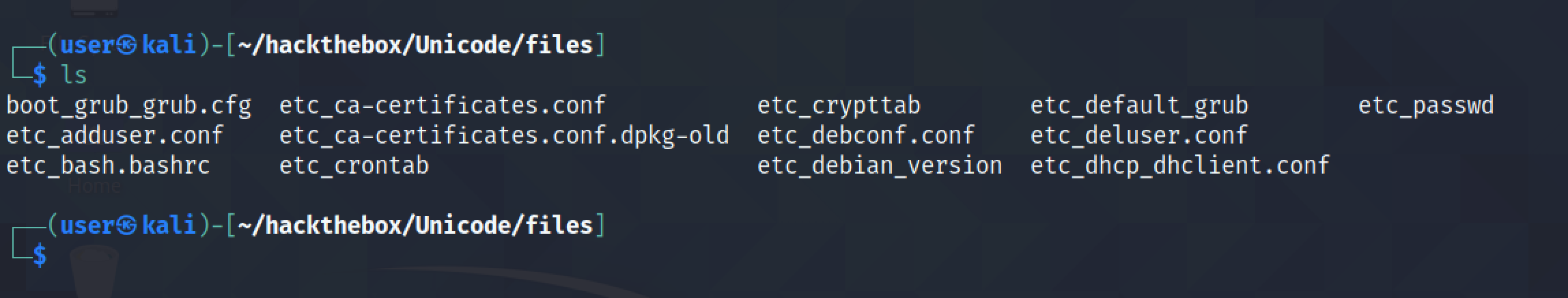 Found files are copied to the 'files' directory.