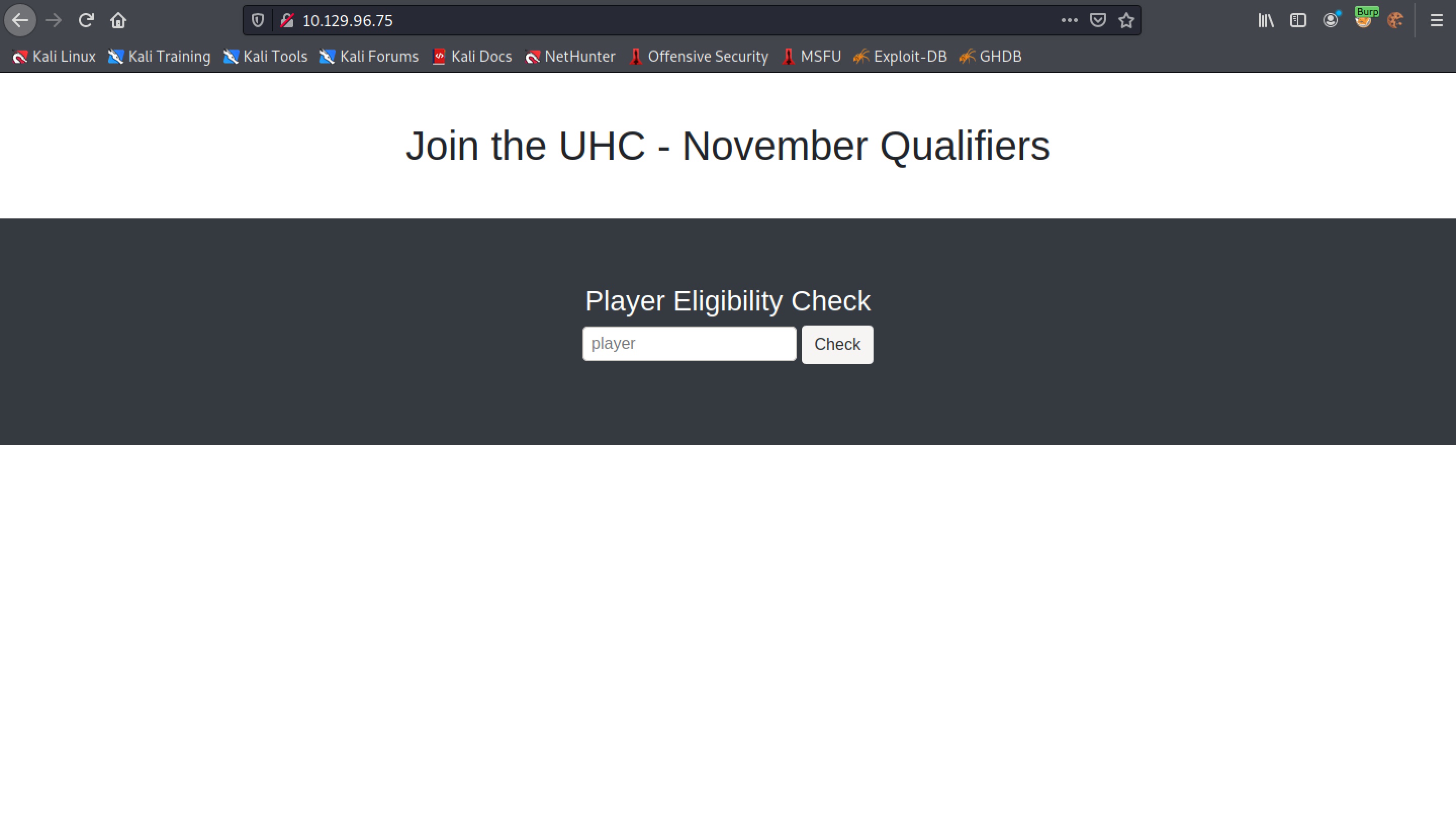 Main page of the website.
