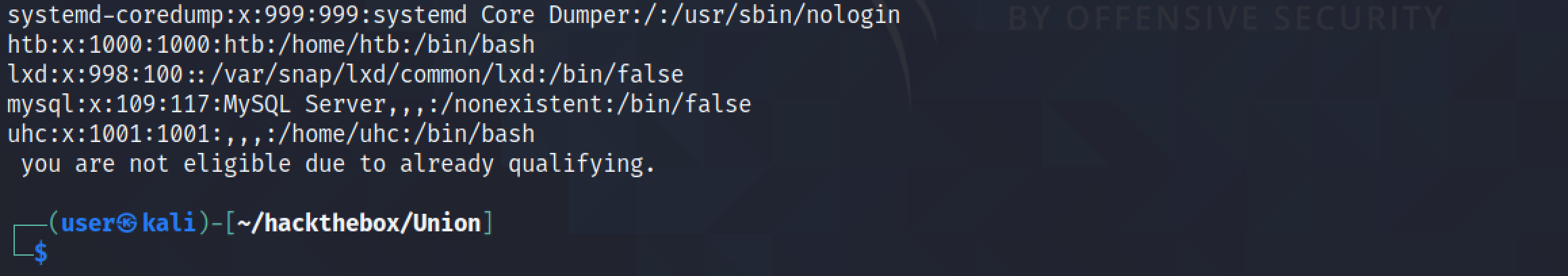 Output of the Python script.