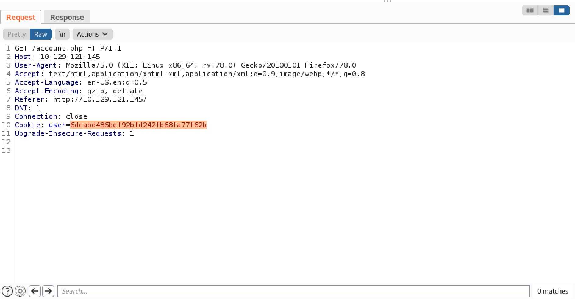 GET request in response to a 302 redirect response in Burp Suite.