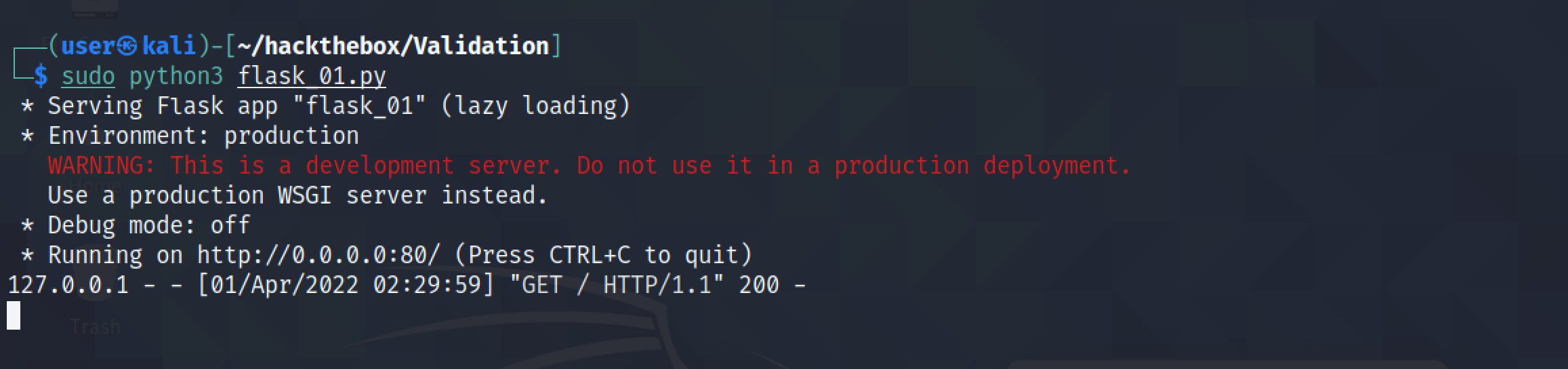 Flask proxy logging the traffic.
