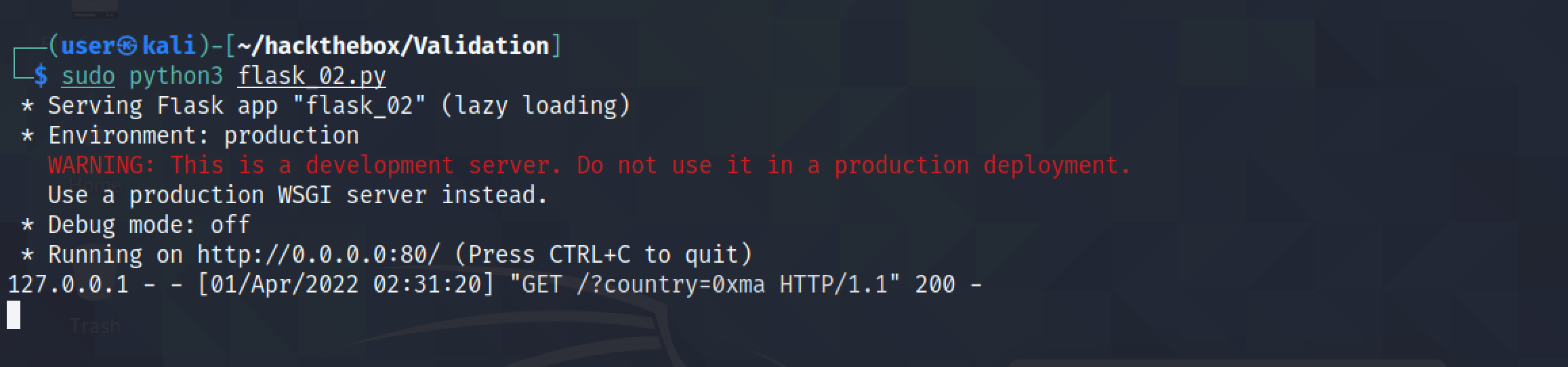 Flask proxy logging the traffic.