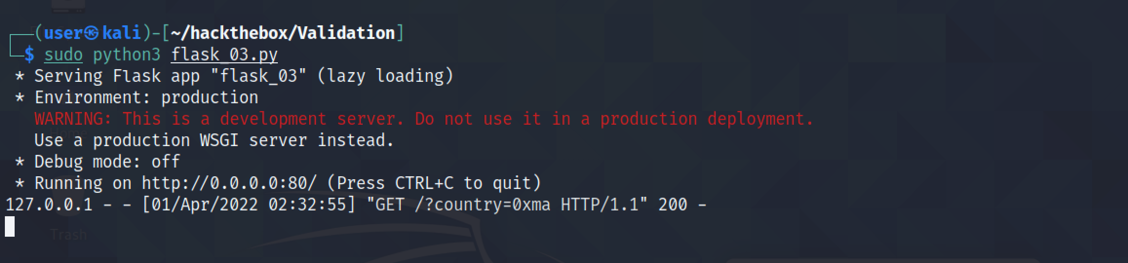 Flask proxy logging the traffic.