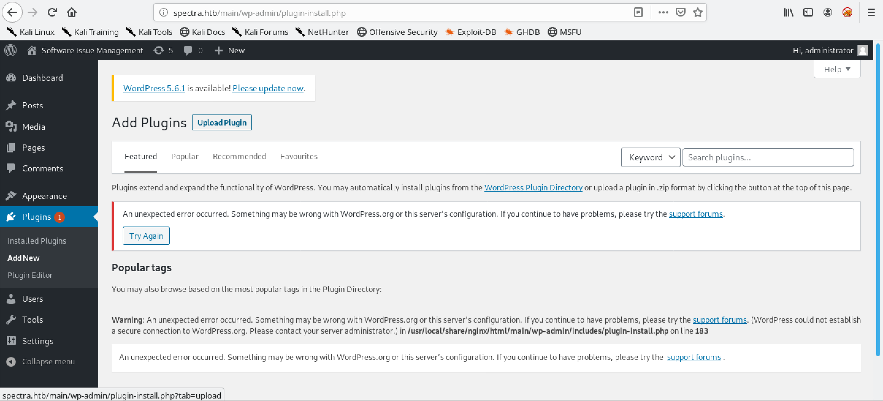 Add plugins page.
