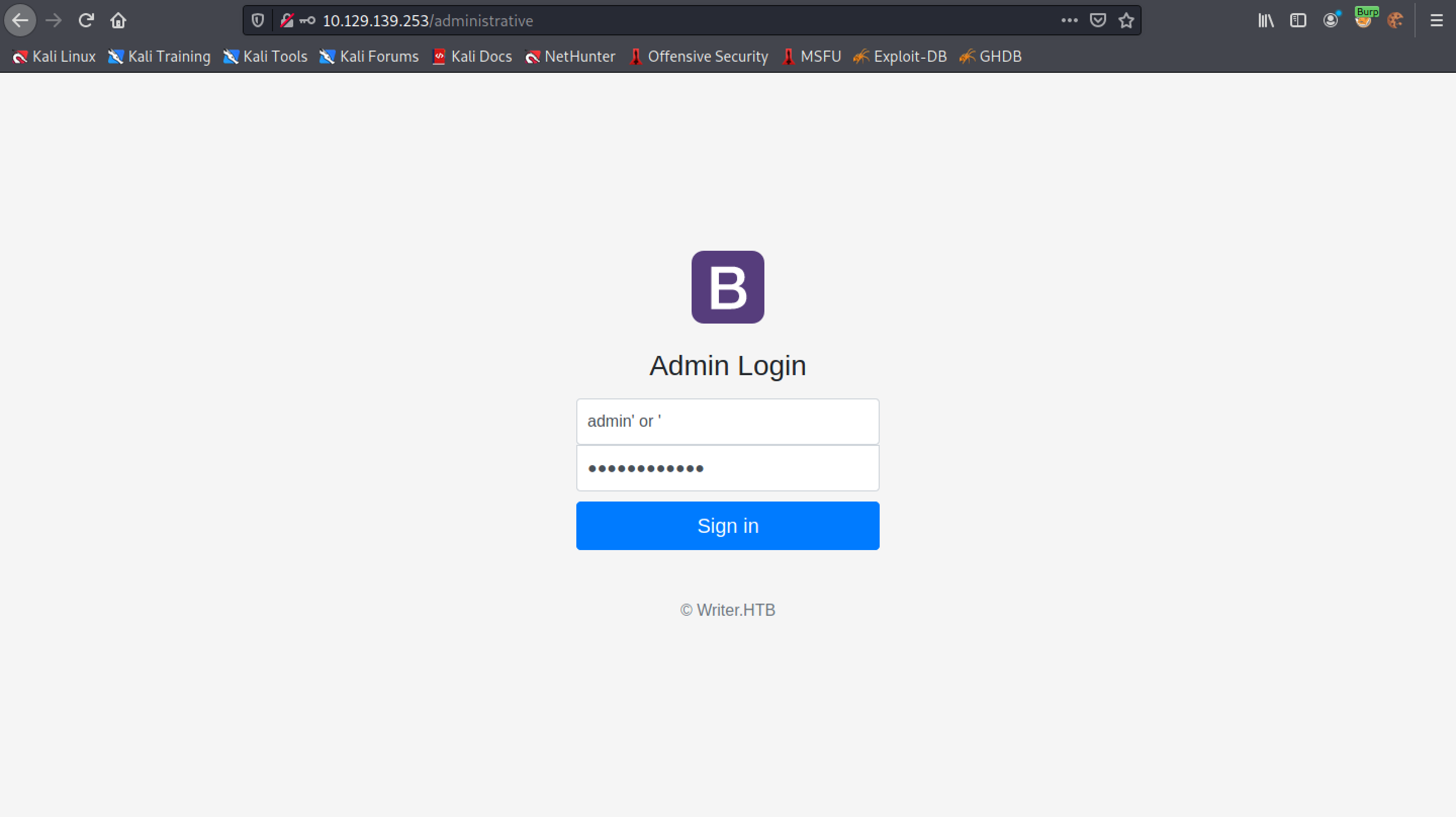 Using some credentials to login to the website.
