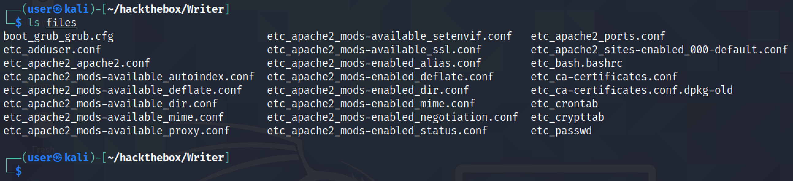 New files downloaded in the files directory.