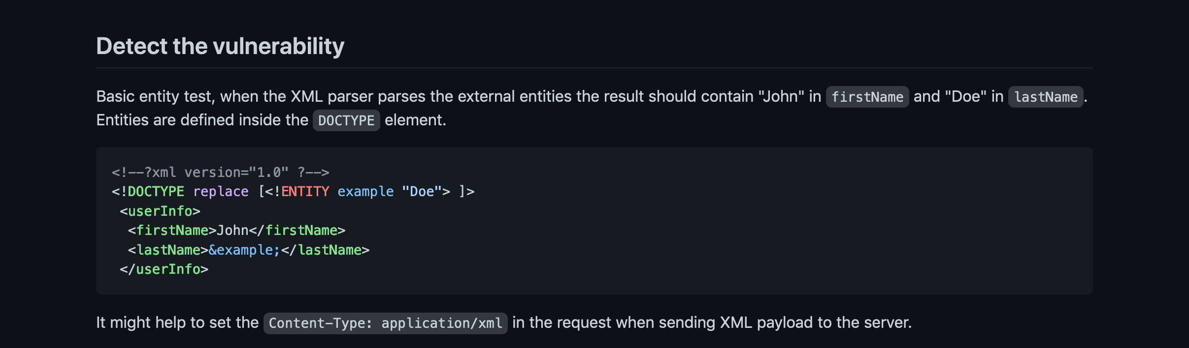 XXE Injection GitHub page.