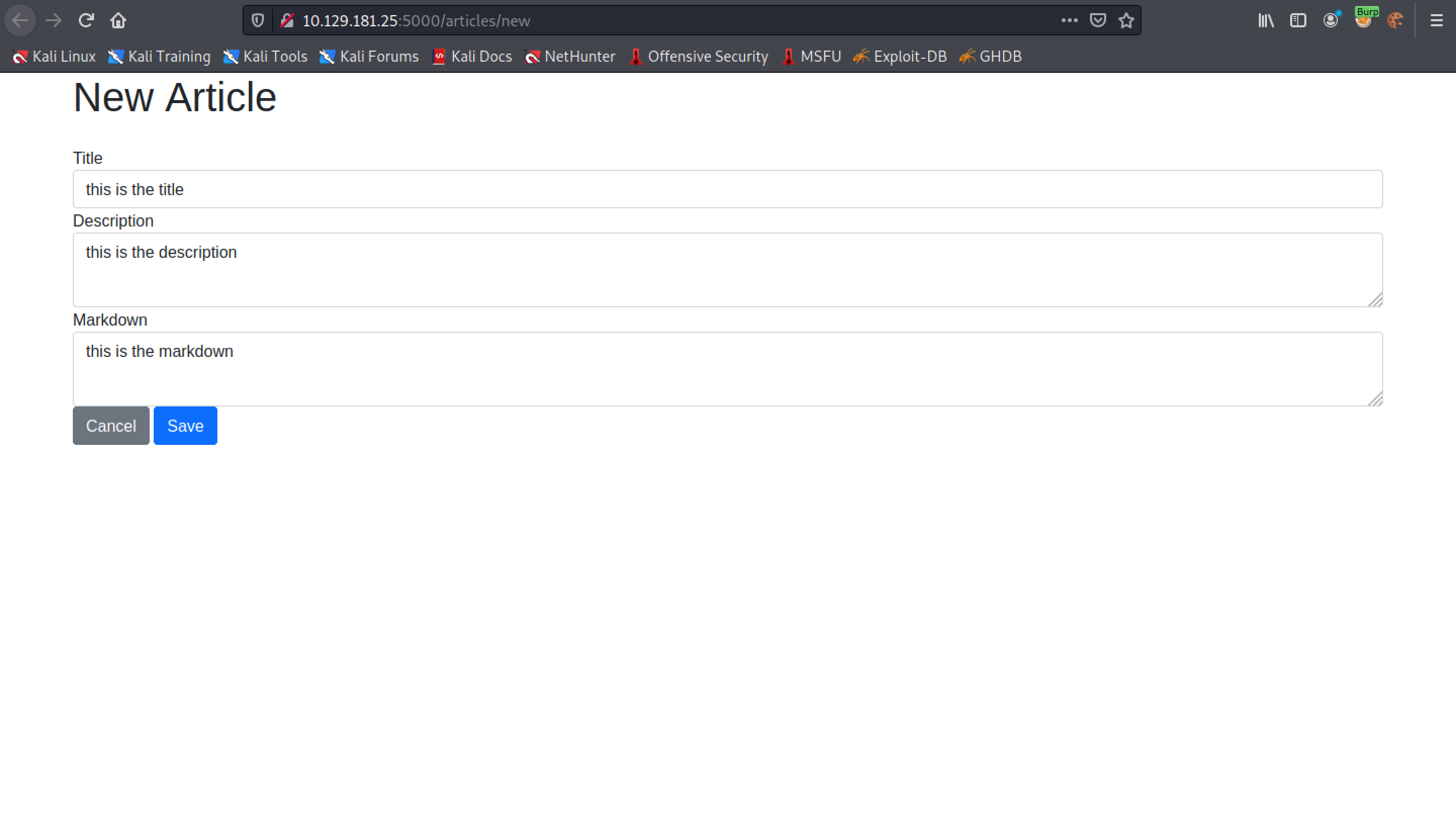 Creation of a new article.