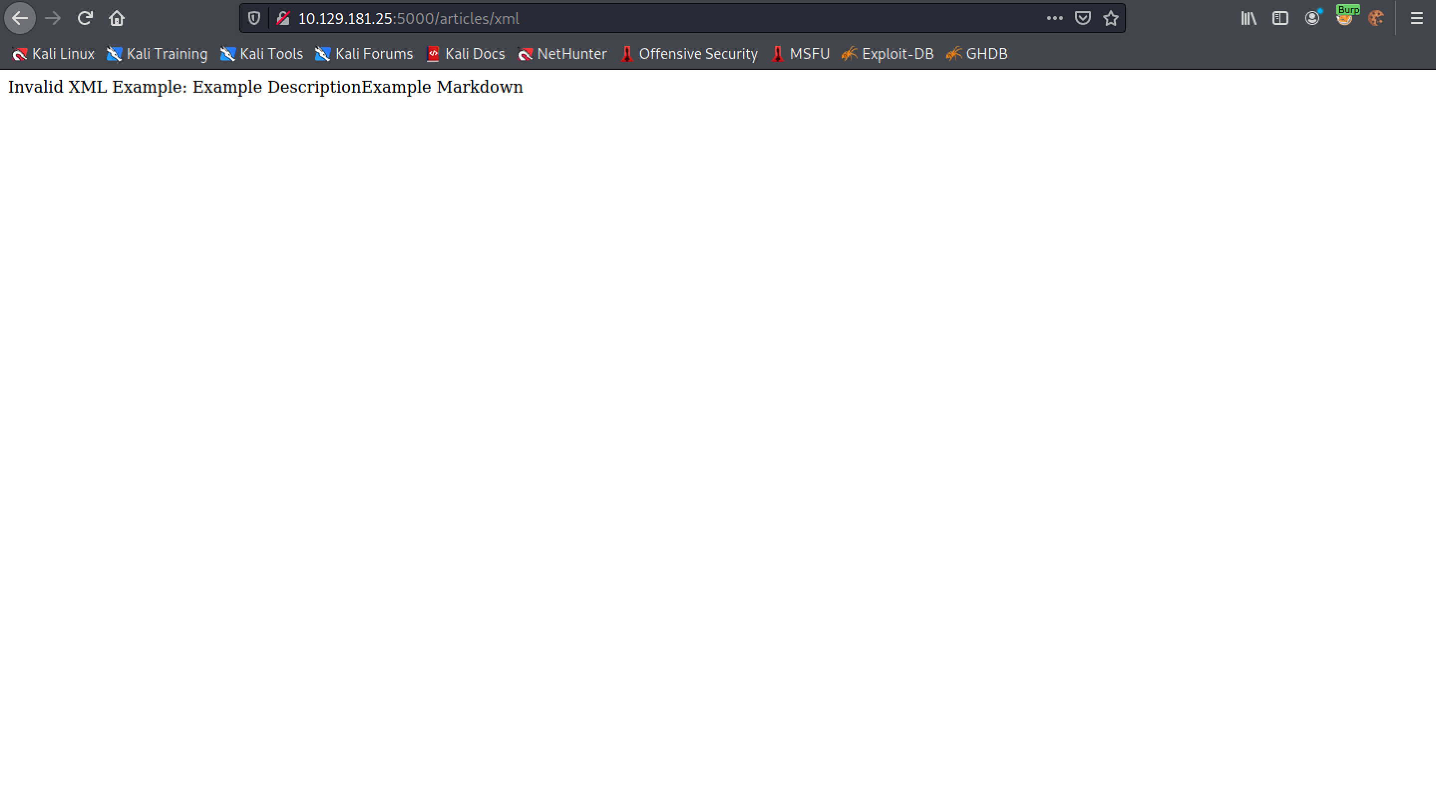 Invalid XML response.