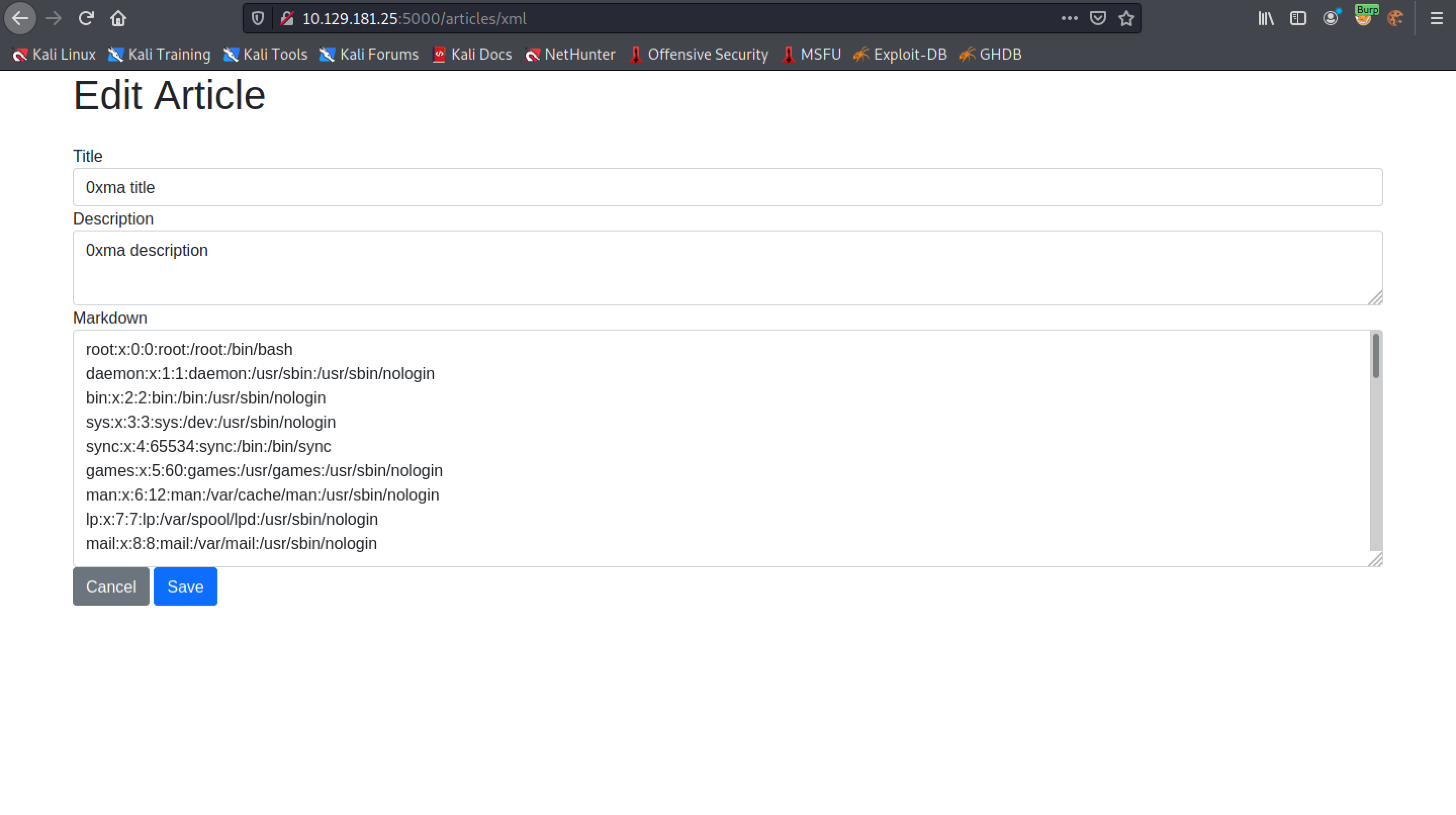 Content of the /etc/passwd file is displayed.